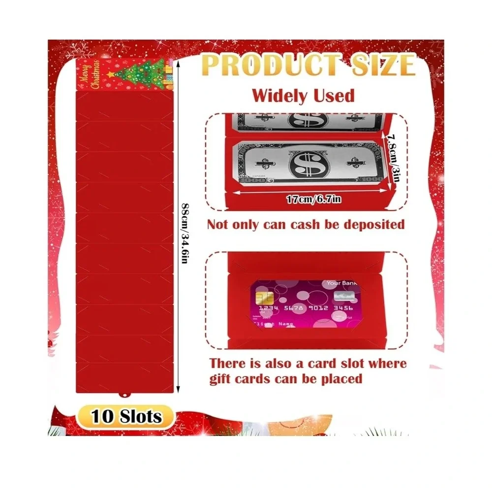 Set of 2 Humyoun Christmas Money Pull Gift Box Red Xmas Tree Folding Envelope‎